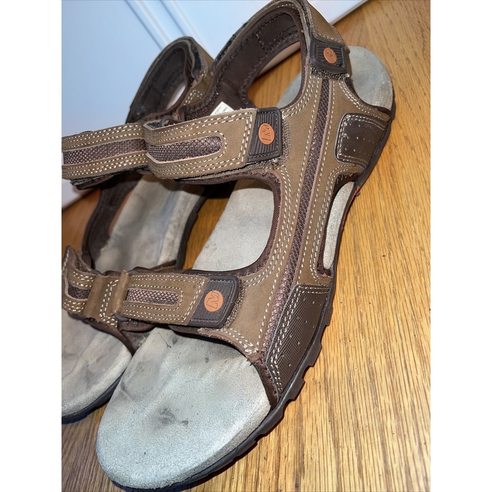 MERRELL Men's Dark Earth Sandspur Oak Sport Leather Comfort Sandals Size 14 - Picture 3 of 7